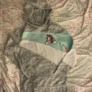 Girls Heather gray hoodie with sequin unicorn Sz S